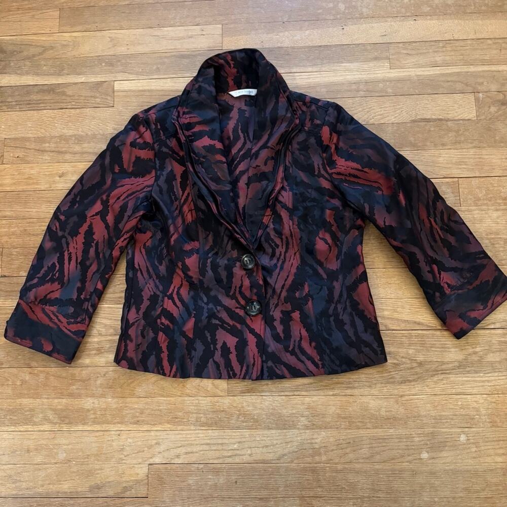 Erin London black mauve two button 3/4 sleeve jacket size medium M
 b9